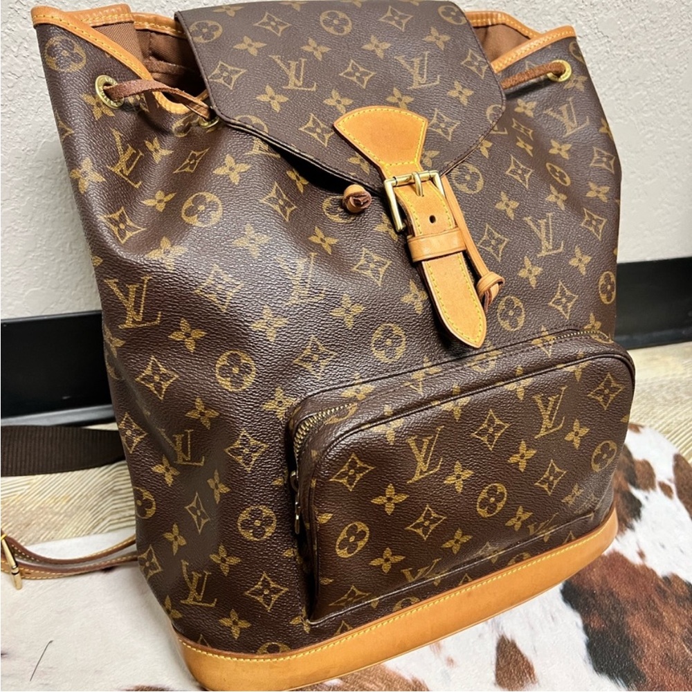 Louis Vuitton Brown Monogram Backpack with Tan Details